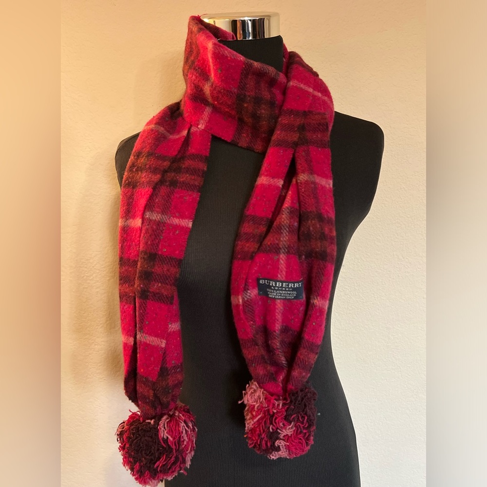 Burberry Pink and Brown Checkered Scarf